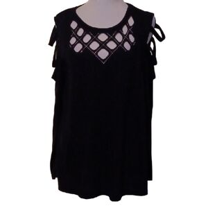 - Elegant Black Pickaboo Sleeve Top